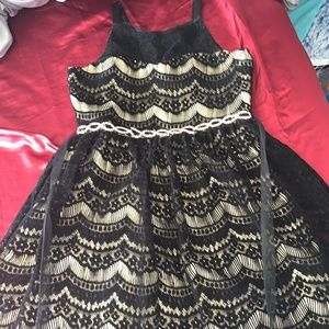 Black and gold lace formal dress